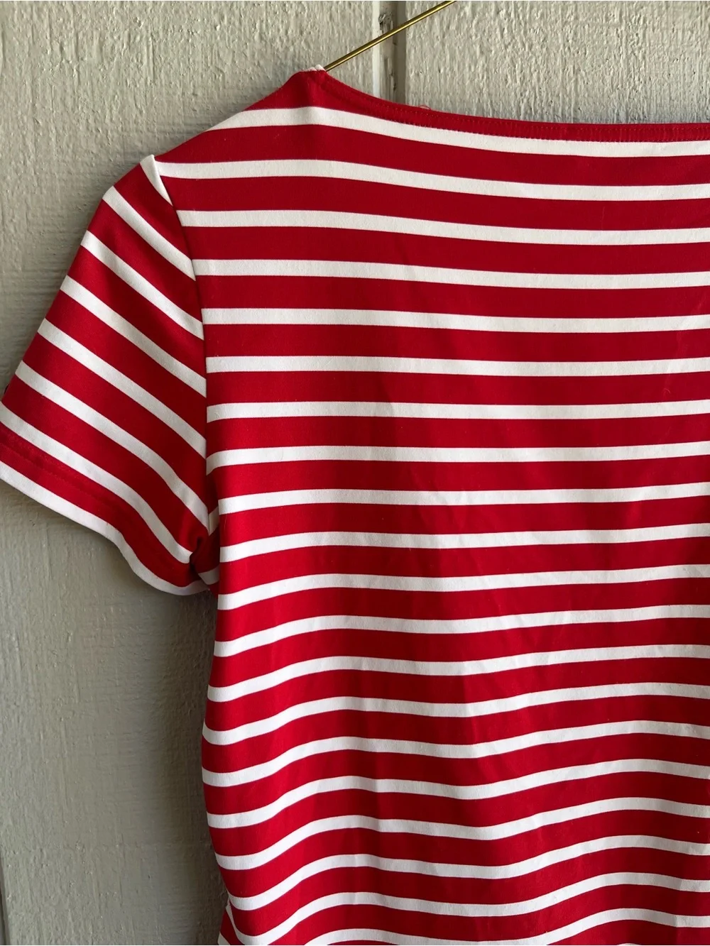 Saint James Etrille Breton T-Shirt in Red White Stripes - Picture 5 of 6